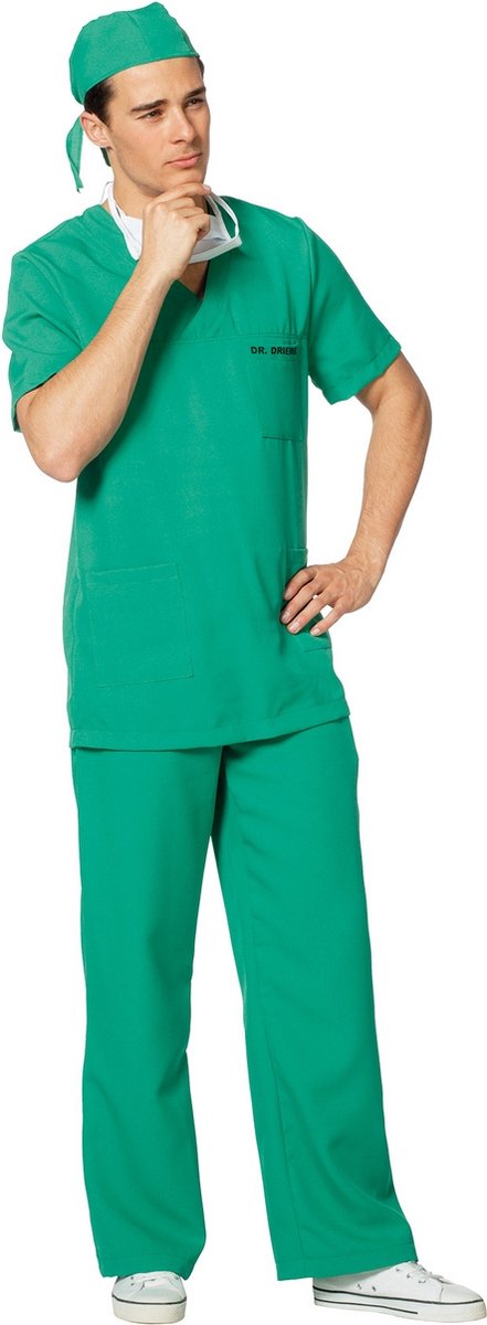 Wilbers - Dokter & Tandarts Kostuum - Orthopedisch Chirurg Streekziekenhuis - Man - groen - Maat 50 - Carnavalskleding - Verkleedkleding