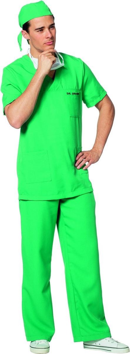 Wilbers - Dokter & Tandarts Kostuum - Orthopedisch Chirurg Streekziekenhuis - Man - groen - Maat 56 - Carnavalskleding - Verkleedkleding