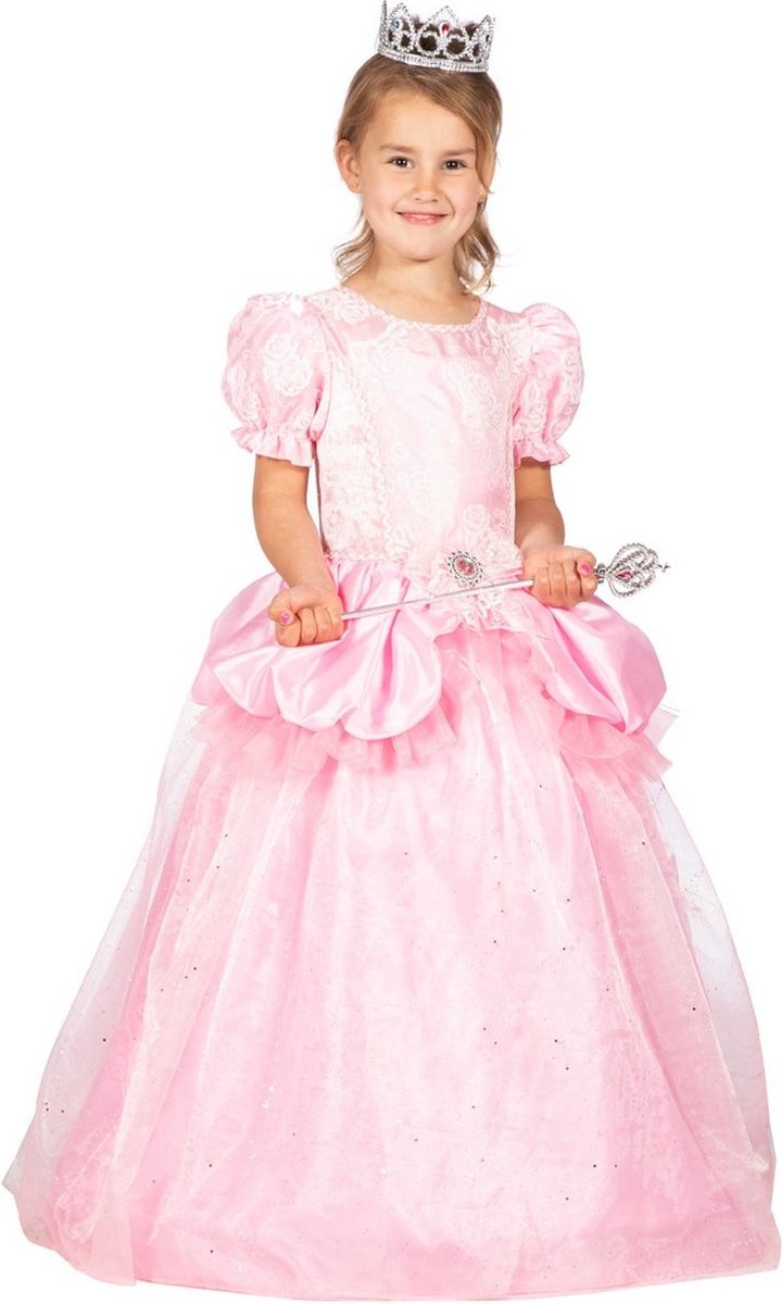 Wilbers - Doornroosje Kostuum - Roze Droom Prinses Aleida - Meisje - roze - Maat 104 - Carnavalskleding - Verkleedkleding