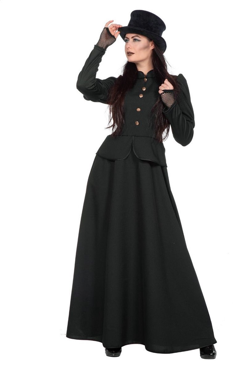Wilbers - Heks & Spider Lady & Voodoo & Duistere Religie Kostuum - Adele De Heks Van Edelstijn - Vrouw - zwart - Maat 36 - Halloween - Verkleedkleding