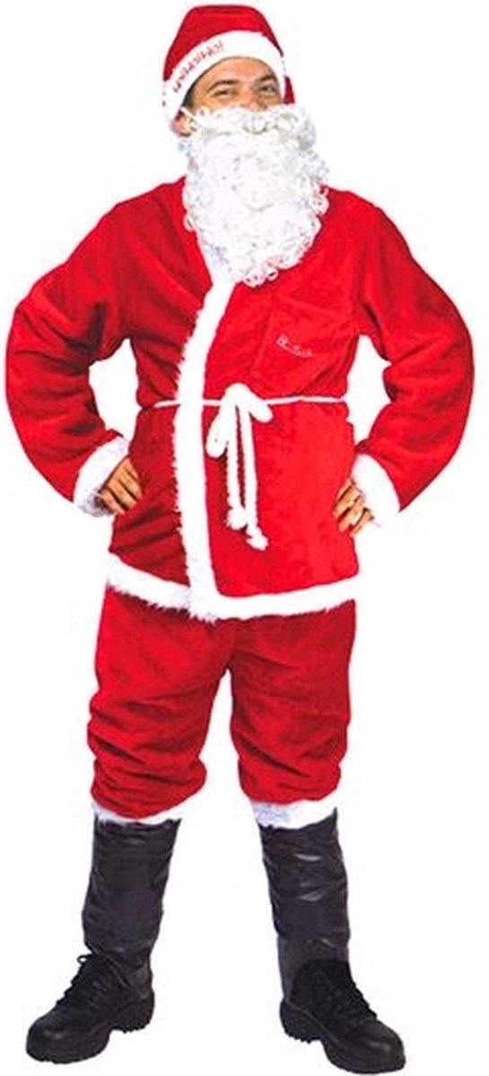 Witbaard Kostuum Kerstman Luxe Heren Pluche One-size 6-delig