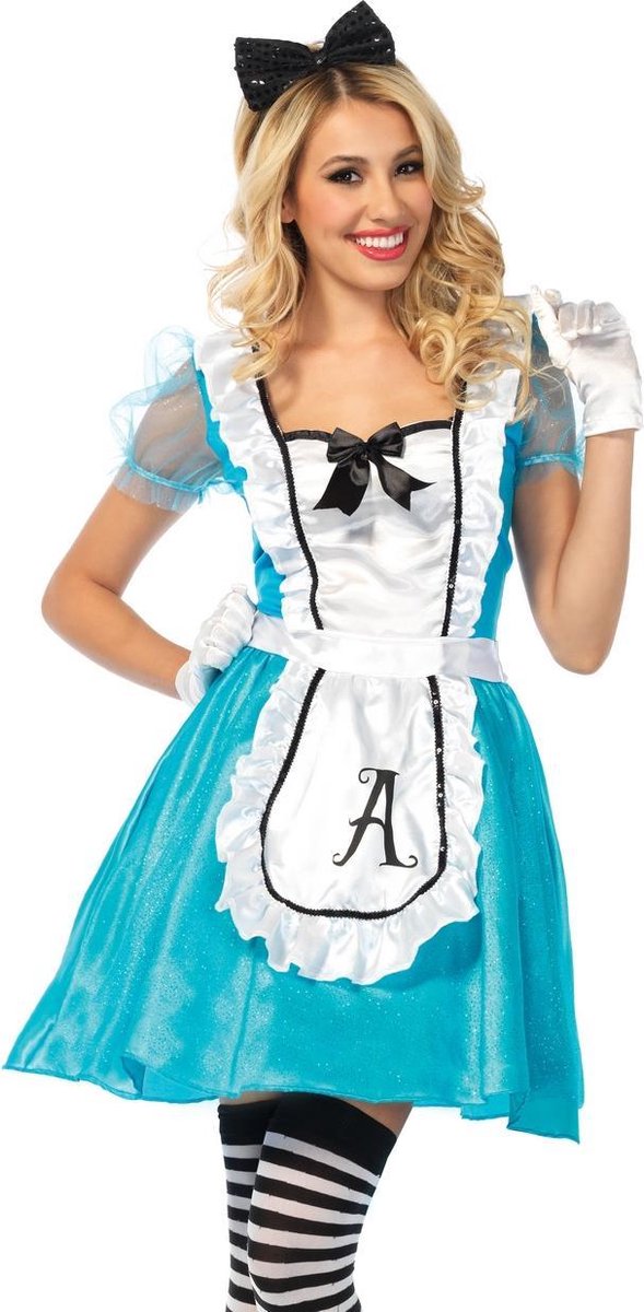 Wonderland - Alice In Wonderland Kostuum - Classic Alice - Vrouw - blauw,wit / beige - Small - Carnavalskleding - Verkleedkleding