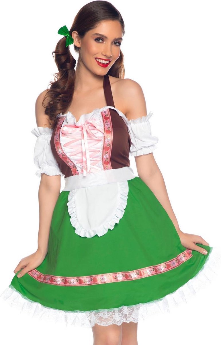 Wonderland - Boeren Tirol & Oktoberfest Kostuum - Diana Dartele Duitse Dirndl Oktoberfest - Vrouw - groen - Large - Bierfeest - Verkleedkleding