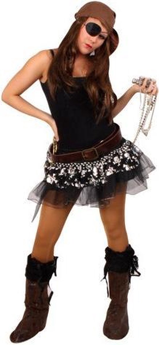 Zwart rokje petticoat piraat skulls tule tutu - one size XS S - piraten rok zwart doodskop steampunk onderrok rock&roll piratenrokje