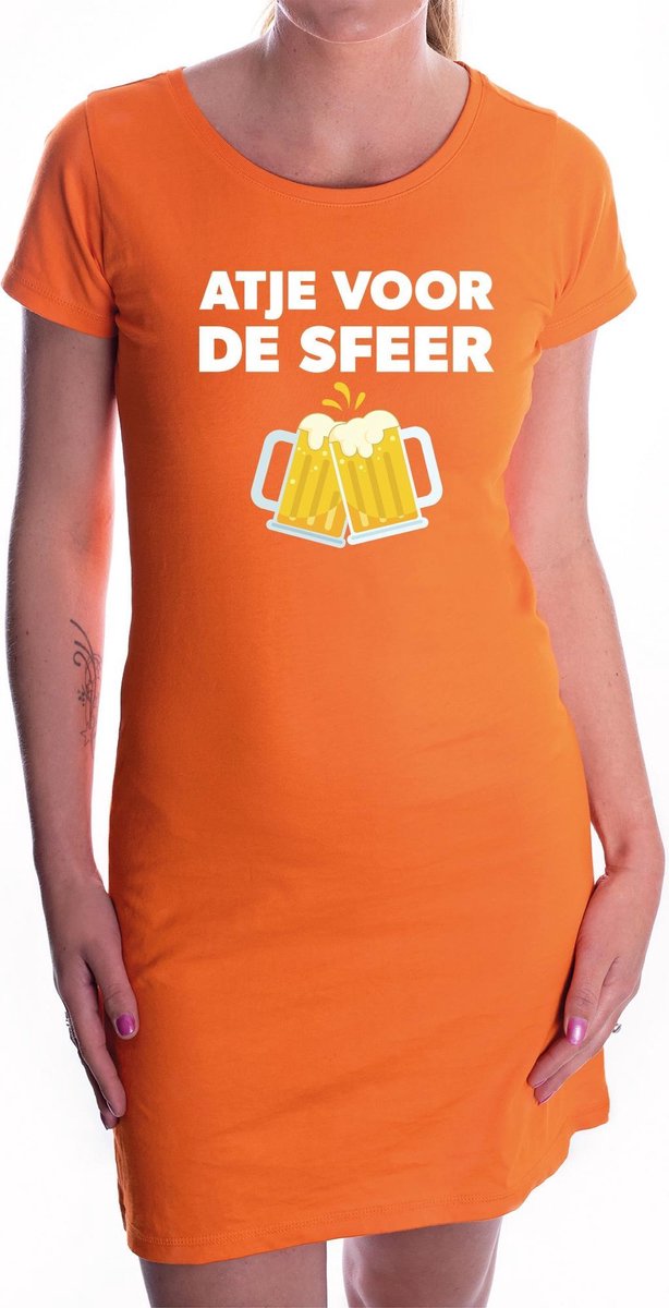 Atje voor de sfeer feest jurkje oranje voor dames - kroeg / feestje jurk - Koningsdag / oranje supporter L
