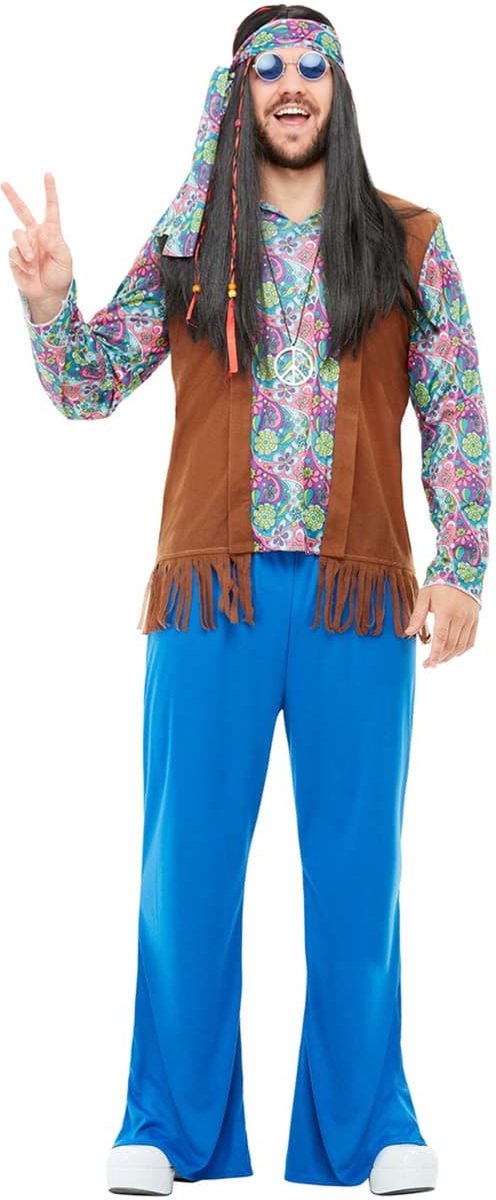 FUNIDELIA Hippie Kostuum voor mannen - Maat: 4XL - Meerkleurig