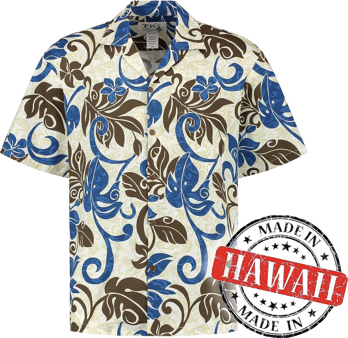 Hawaii Blouse - Shirt - Hemd "Authentiek Hawaii" - 100% Katoen - Aloha Shirt - Heren - Made in Hawaii Maat S
