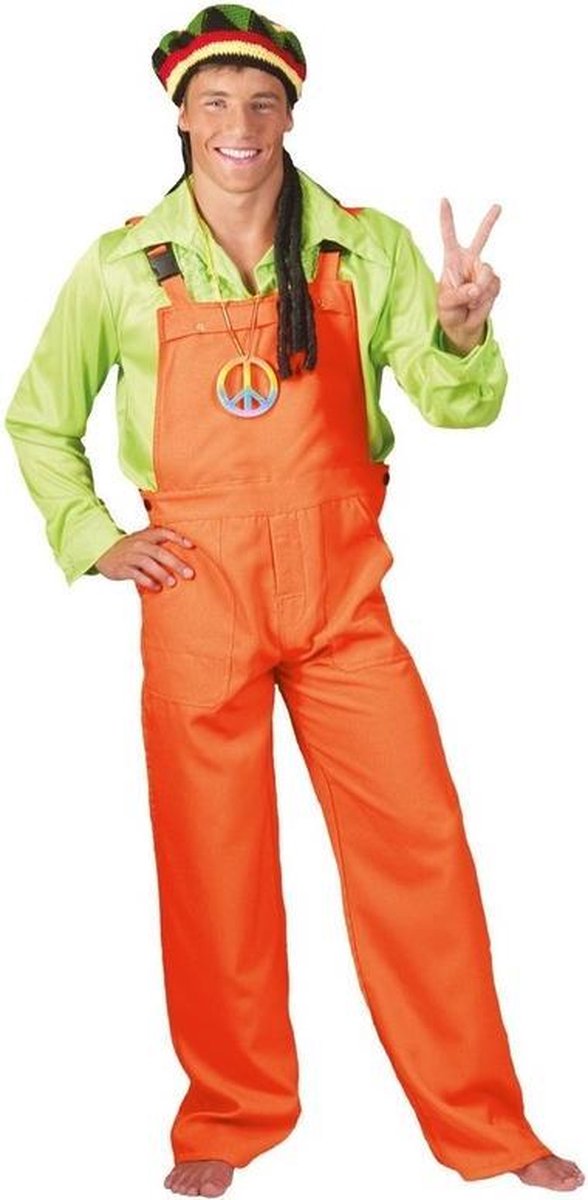 Neon oranje tuinbroek voor volwassenen - carnavalskleding verkleedkostuum/pak M