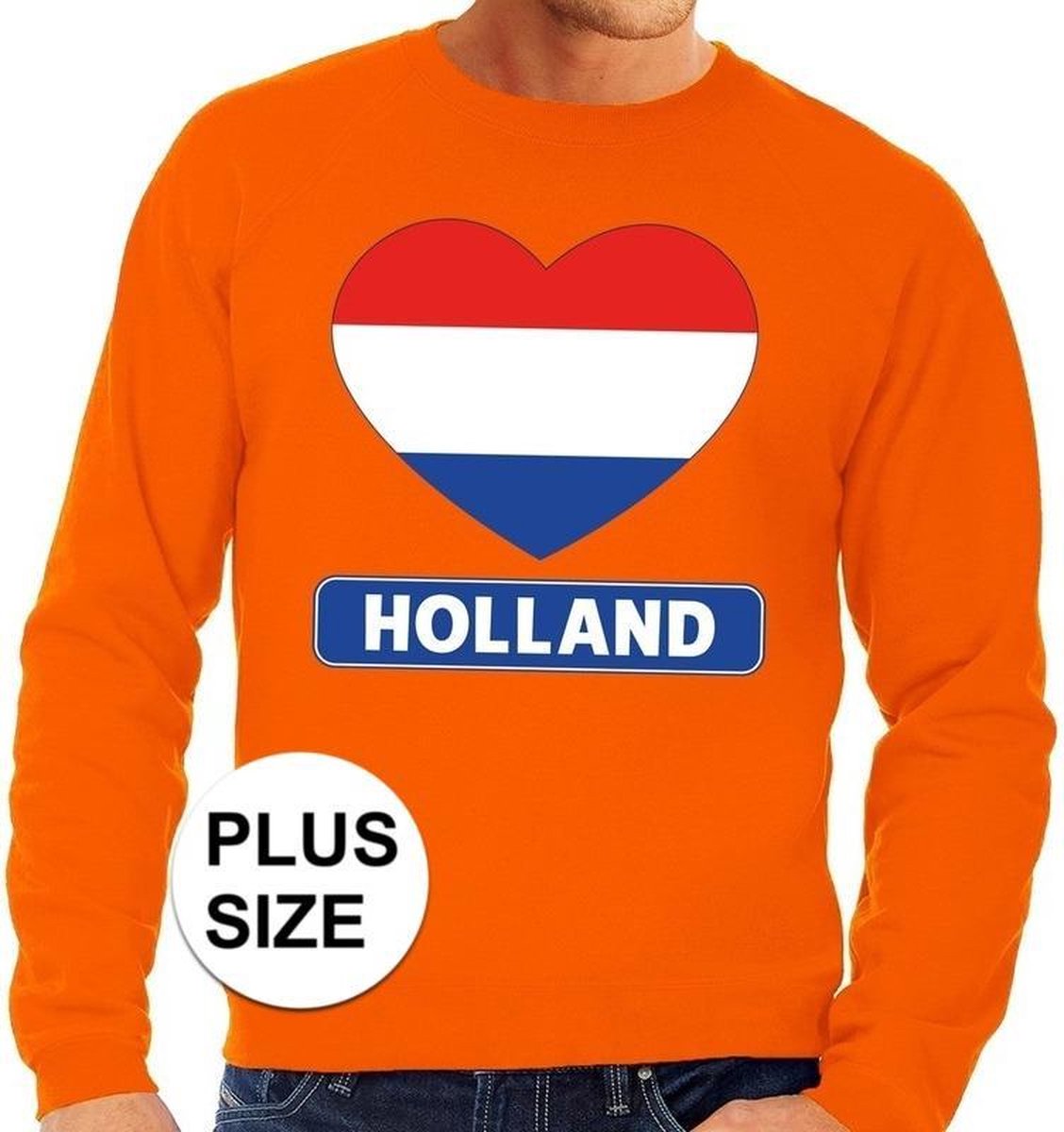 Oranje Hollands hartje grote maten sweatshirt heren - Oranje Koningsdag/ Holland supporter kleding XXXL