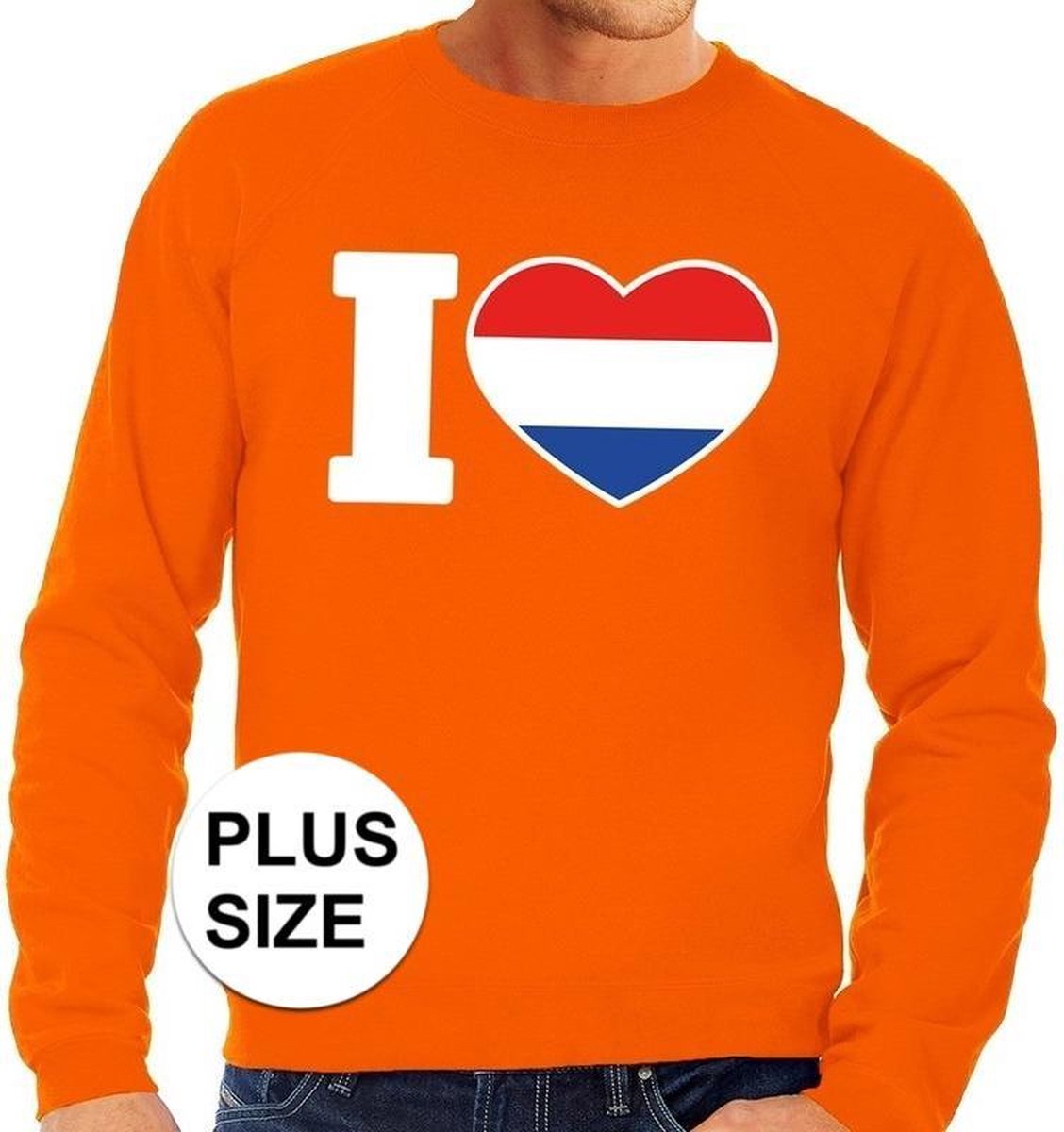 Oranje I love Holland grote maten sweatshirt heren - Oranje Koningsdag/ Holland supporter kleding XXXXL