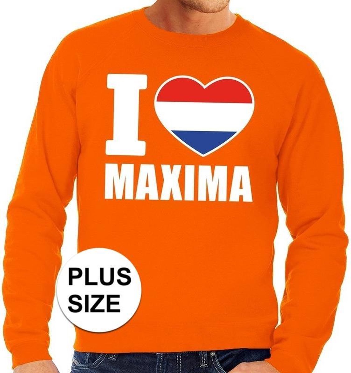 Oranje I love Maxima grote maten sweatshirt heren - Oranje Koningsdag/ Holland supporter kleding XXXXL