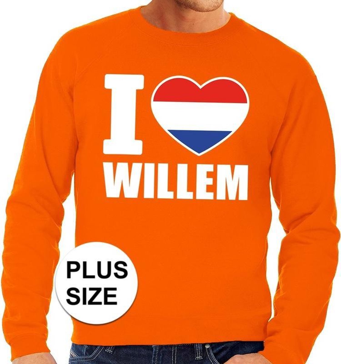 Oranje I love Willem grote maten sweatshirt heren - Oranje Koningsdag/ Holland supporter kleding XXXL