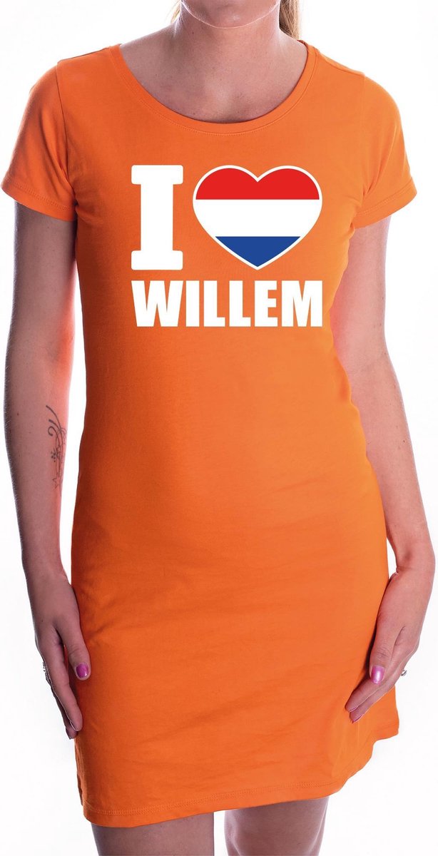 Oranje I love Willem jurkje dames - Oranje Koningsdag/ Holland supporter kleding L