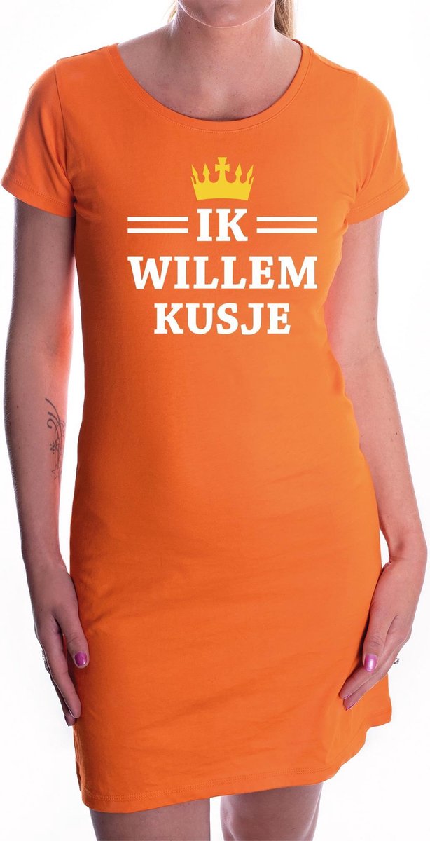 Oranje Ik Willem kusje jurkje voor dames - Koningsdag kleding L