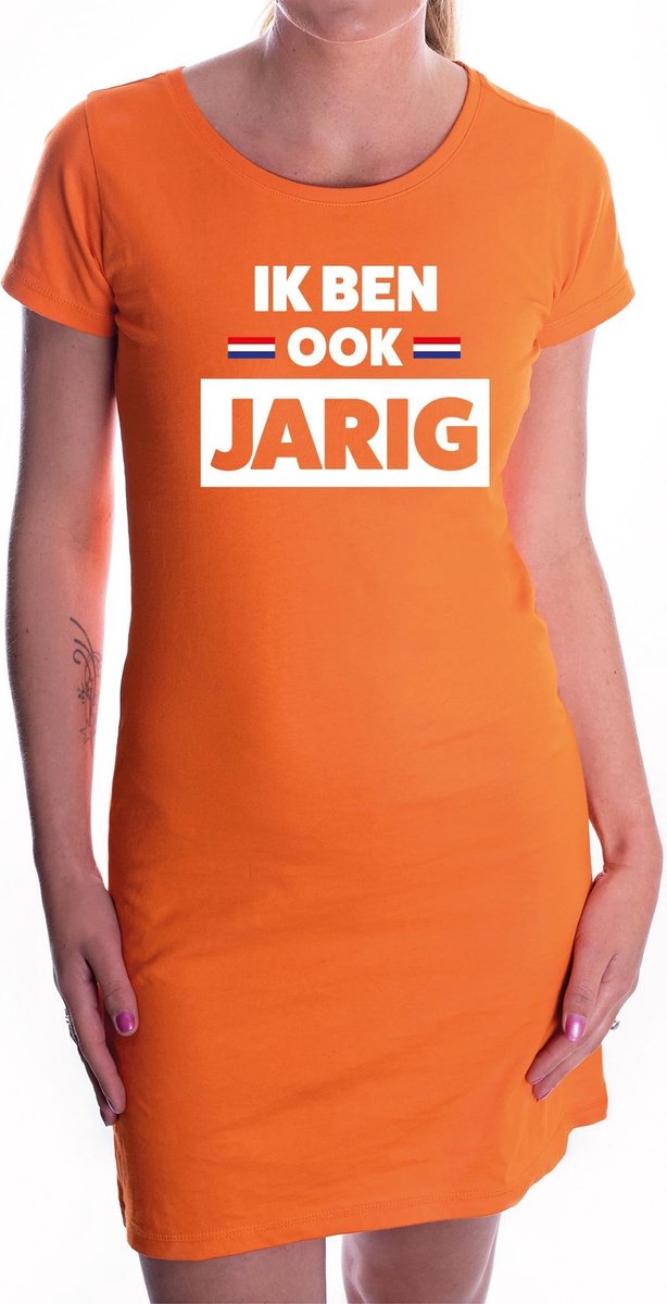 Oranje Ik ben ook jarig jurk - jurk voor dames - Koningsdag kleding L