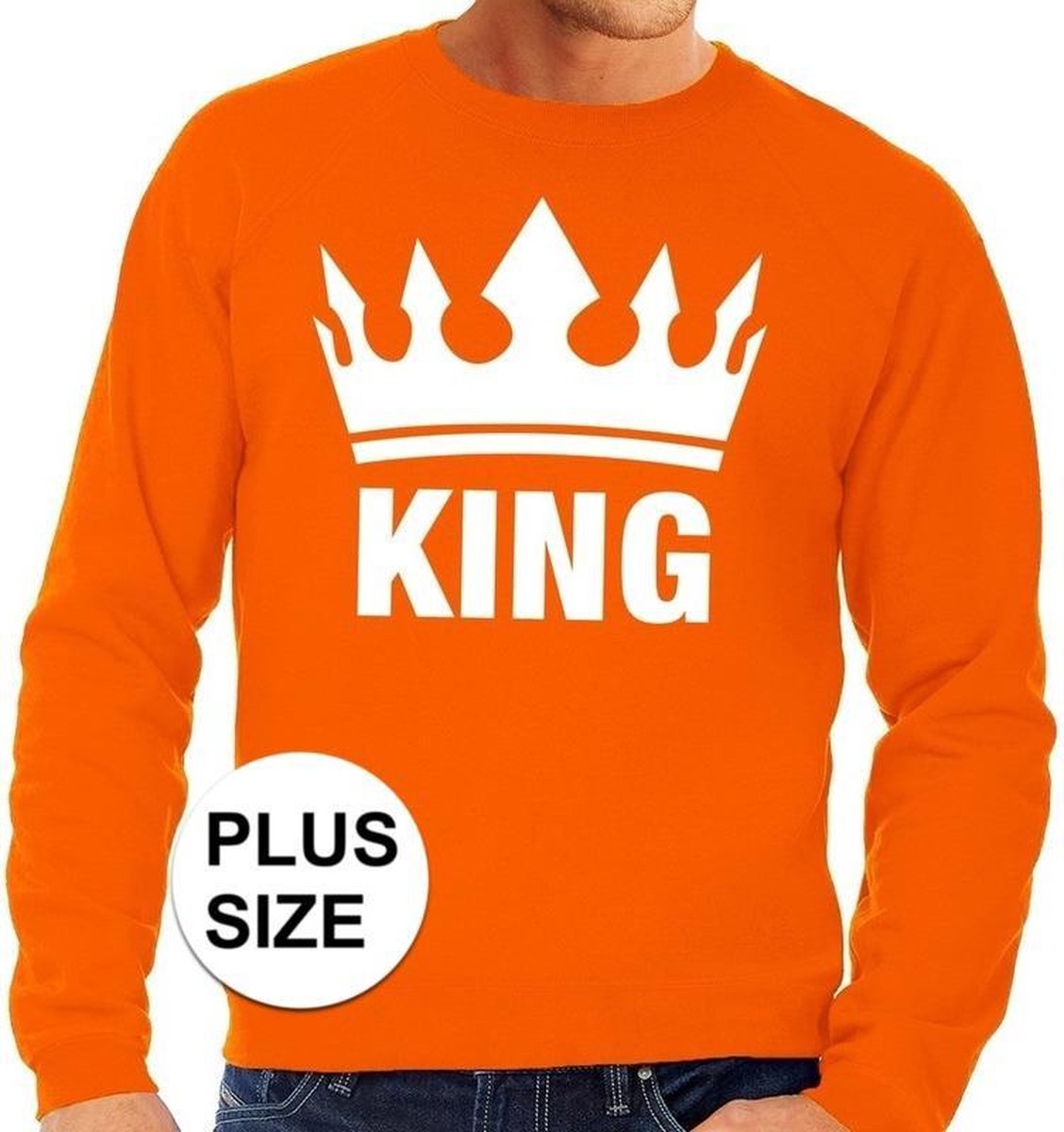 Oranje King kroon grote maten sweatshirt heren - Oranje Koningsdag/ Holland supporter kleding XXXL