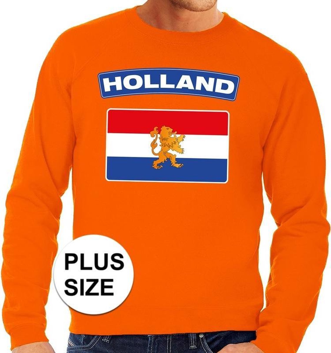 Oranje Nederlandse vlag grote maten sweatshirt heren - Oranje Koningsdag/ Holland supporter kleding XXXXL