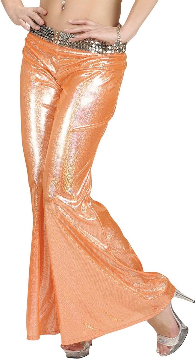Oranje glitter disco broek voor vrouwen - Verkleedkleding - One size