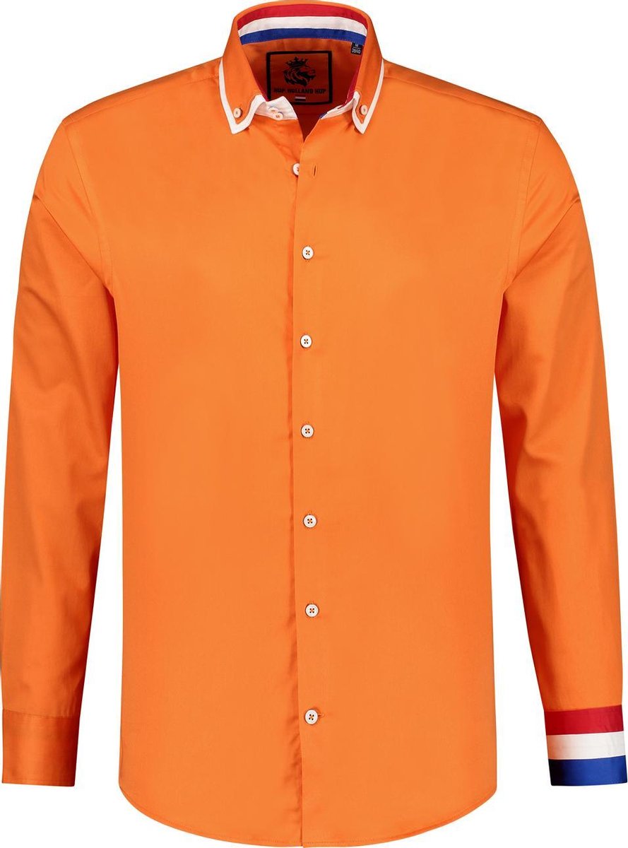 Overhemd - Hup Holland Hup - Lange Mouw - Heren - Formule 1 - EK / WK - Koningsdag - Oranje - Maat S