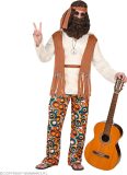 Widmann - Hippie Kostuum - Imagine All The Hippies Lenny - Man - blauw,bruin,wit / beige - XXL - Carnavalskleding - Verkleedkleding