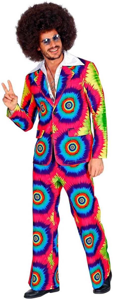 Widmann - Hippie Kostuum - Psychedelisch Tie Dye Jaren 60 - Man - multicolor - Medium - Carnavalskleding - Verkleedkleding