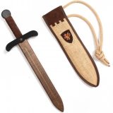 Rustiek houten Zwaard met Schede Bruin 50 cm - Speelgoedwapen - Houten speelgoed - Zwaard - zwaard ridder - Zwaarden - Kalid Medieval Toys