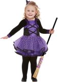 SMIFFYS - Paarse sterren heks outfit voor meisjes - 98/116 (3-4 jaar) - Kinderkostuums