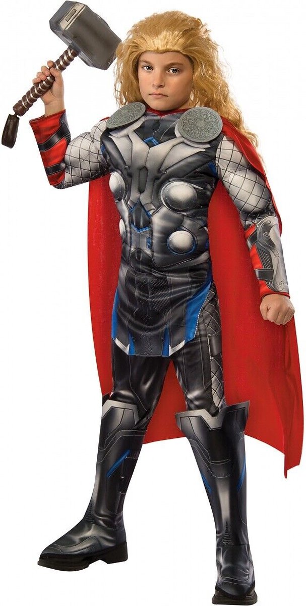 Super hero Marvel Thor verkleedkostuum + masker voor kinderen - maat M 120-130 cm - Carnaval, Halloween en verjaardag pak kids suit