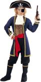 Widmann - Piraat & Viking Kostuum - Piraat 7-Zeeen, Jongen Kapitein Eenoog Kostuum - blauw,goud - Maat 158 - Carnavalskleding - Verkleedkleding