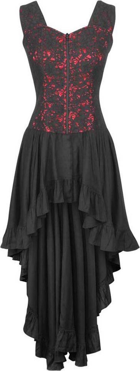 Attitude Corsets Lange jurk -L- Gothic overlay dress Gothic, vampire, victoriaans Zwart/Rood