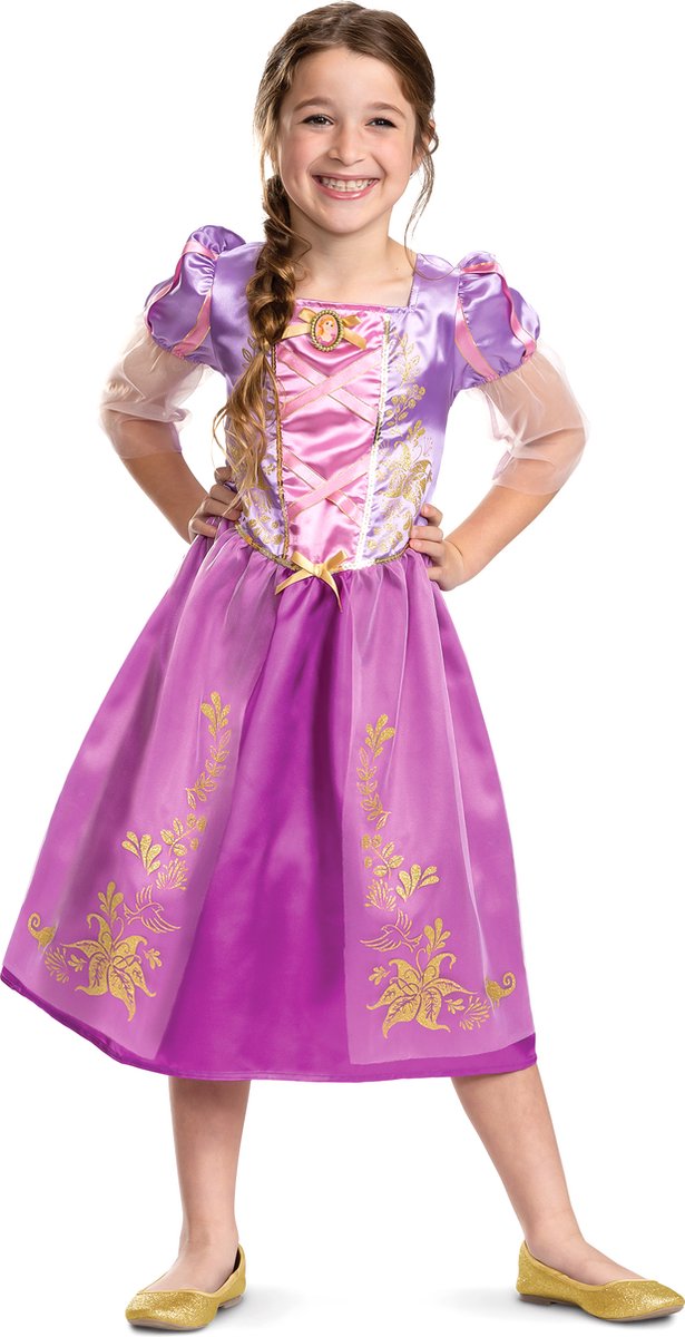 DISGUISE - Rapunzel vermomming met glitters voor meisjes - 98/110 (3-4 jaar)