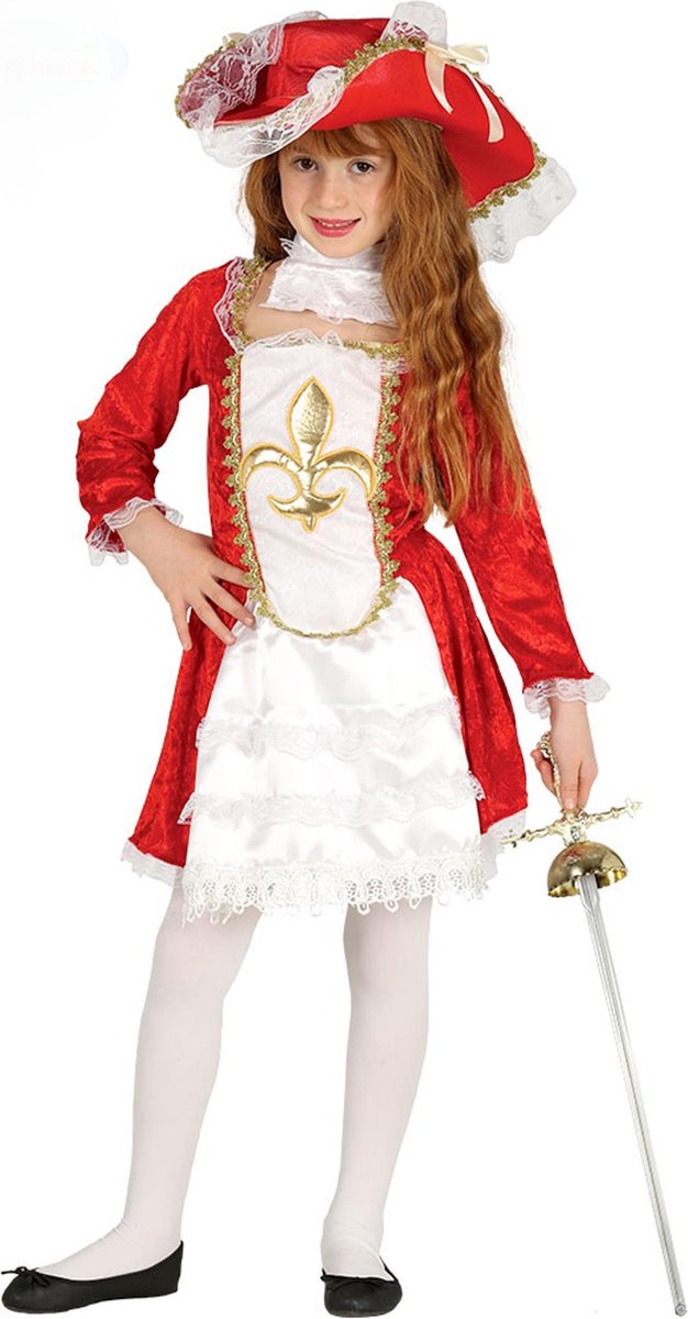 FIESTAS GUIRCA, S.L. - Klassiek rood musketier kostuum voor meisjes - 122/134 (7-9 jaar) - Kinderkostuums