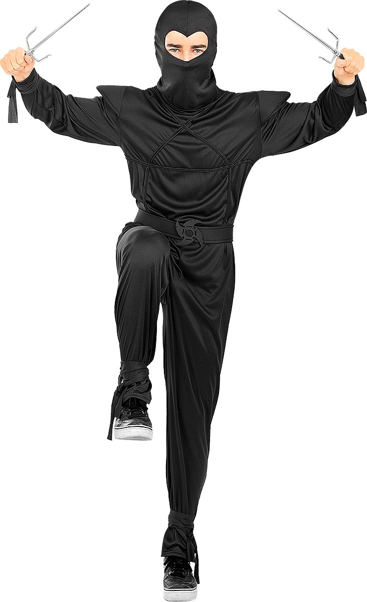FUNIDELIA Ninja Kostuum Voor in Zwart voor mannen - Maat: L - XL - Zwart