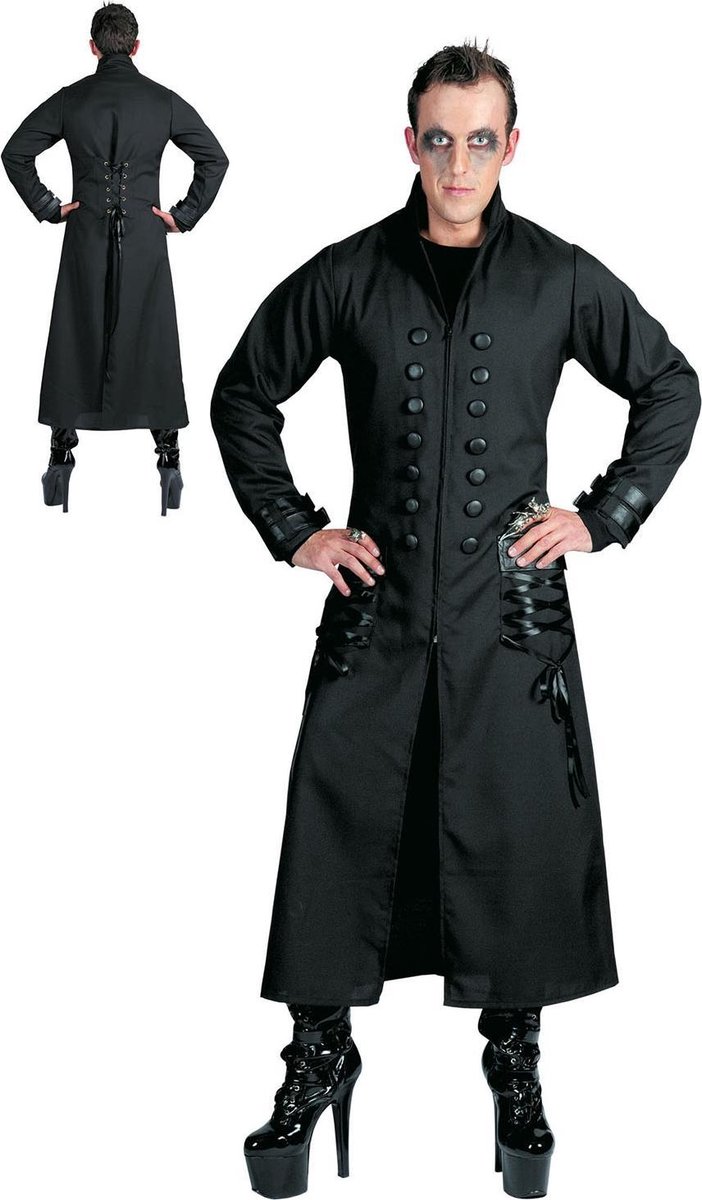 Funny Fashion - Gotisch Kostuum - Gothic Gonga - Man - zwart - Maat 48-50 - Halloween - Verkleedkleding