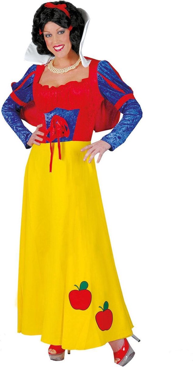 Funny Fashion - Sneeuwwitje Kostuum - Sneeuwwitje De Prinses - Vrouw - blauw,rood,geel - Maat 36-38 - Carnavalskleding - Verkleedkleding