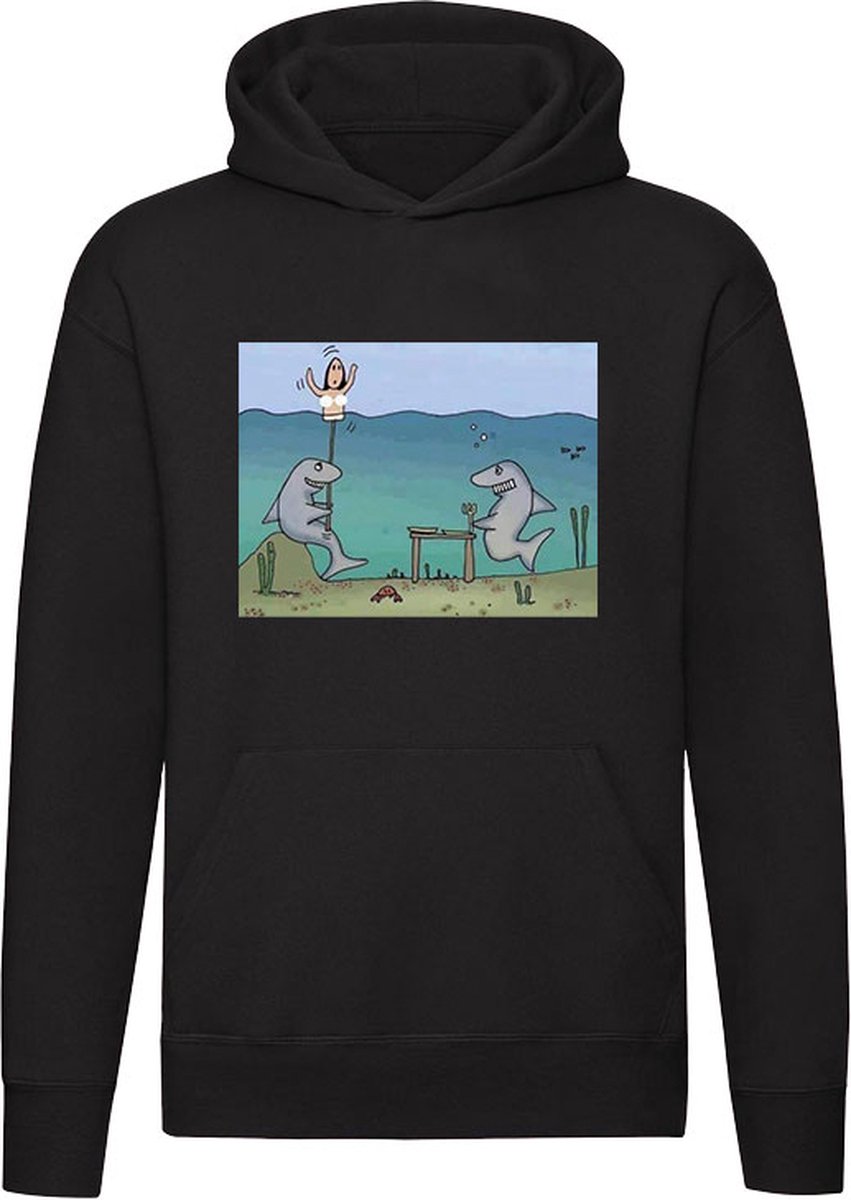Grappige Hoodie - haai - honger - vrouw - zee - vrouw - trui - sweater - capuchon