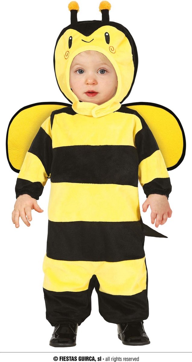 Guirca - Bij & Wesp Kostuum - Beebie Bee Kind Kostuum - geel,zwart - 18 - 24 maanden - Carnavalskleding - Verkleedkleding