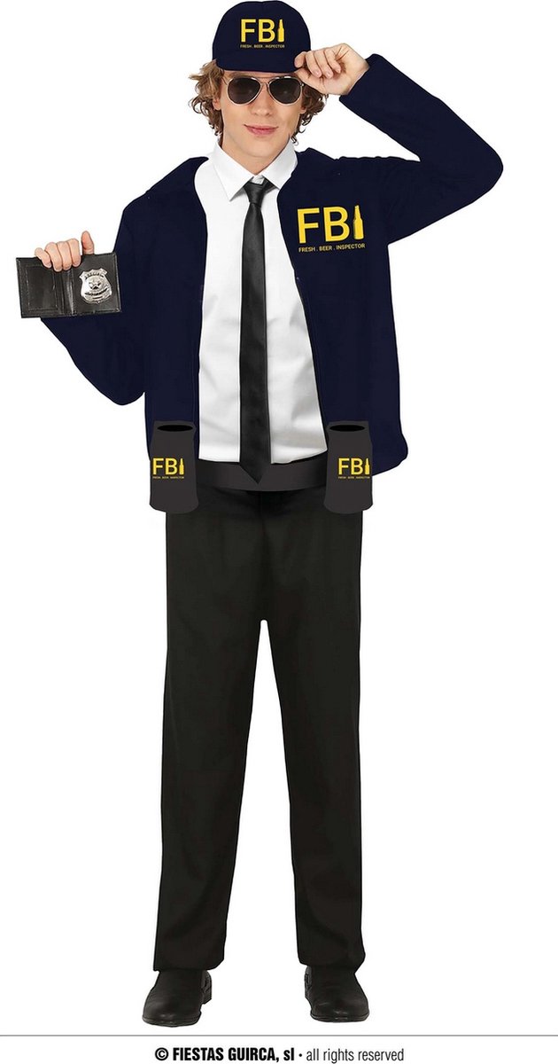Guirca - Politie & Detective Kostuum - Fresh Beer Inspector Kei Gezellige Fbi - Man - blauw - Maat 48-50 - Carnavalskleding - Verkleedkleding