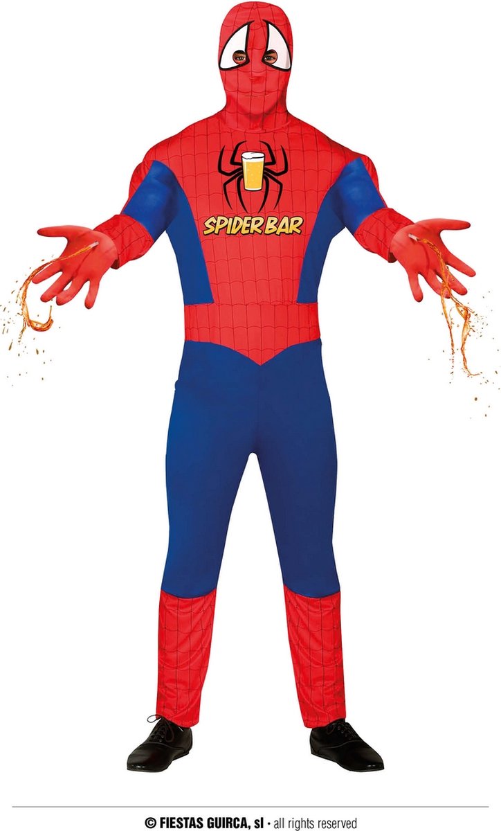 Guirca - Spiderman Kostuum - Spider Squirt Bar - Man - blauw,rood - Maat 48-50 - Carnavalskleding - Verkleedkleding