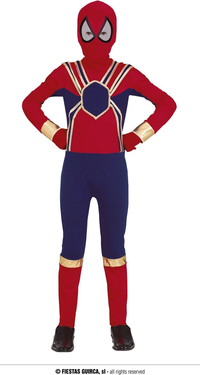 Guirca - Spiderman Kostuum - Spider Trooper Superheld Kind Kostuum - blauw,rood - 3 - 4 jaar - Carnavalskleding - Verkleedkleding