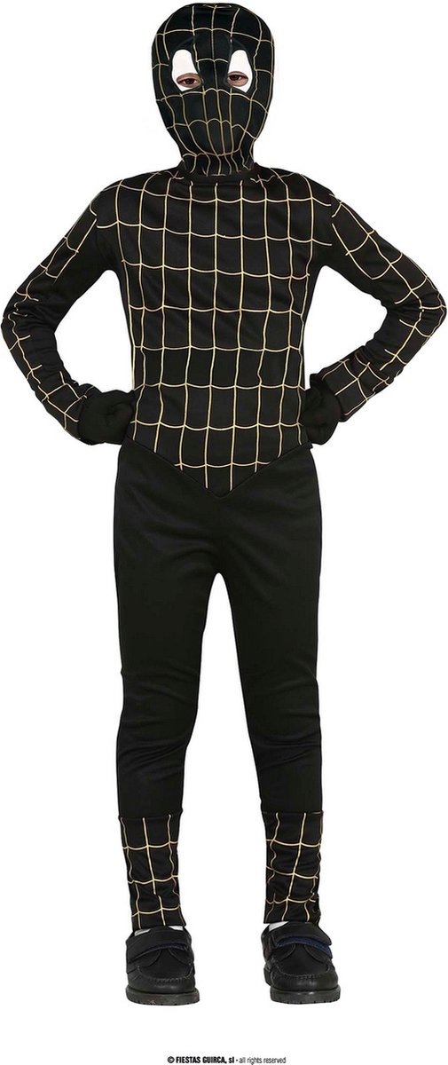 Guirca - Venom & Black Spiderman Kostuum - Zwarte Giftige Superheld Venom Kind Kostuum - zwart - 3 - 4 jaar - Halloween - Verkleedkleding