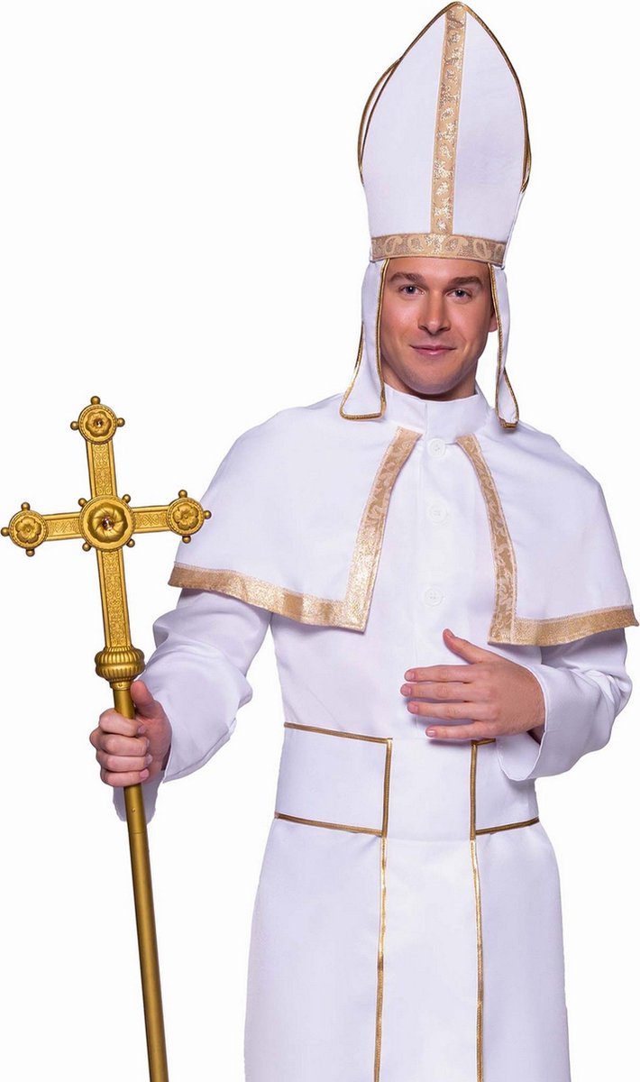 Leg Avenue - Monnik & Pater & Priester Kostuum - Witte Rook Vrome Paus - Man - wit / beige - XL - Carnavalskleding - Verkleedkleding