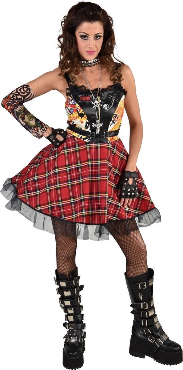 Magic By Freddy's - Punk & Rock Kostuum - Joanna Rotten Punk Muziek - Vrouw - rood - Small - Carnavalskleding - Verkleedkleding