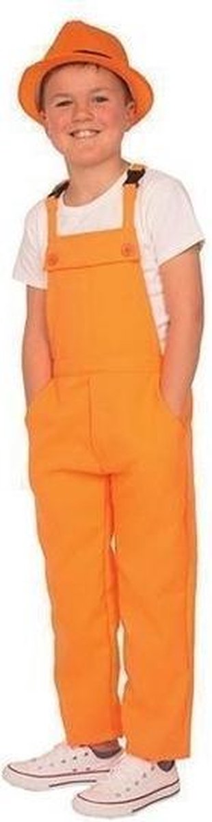 Oranje tuinbroek/overall voor kinderen 128