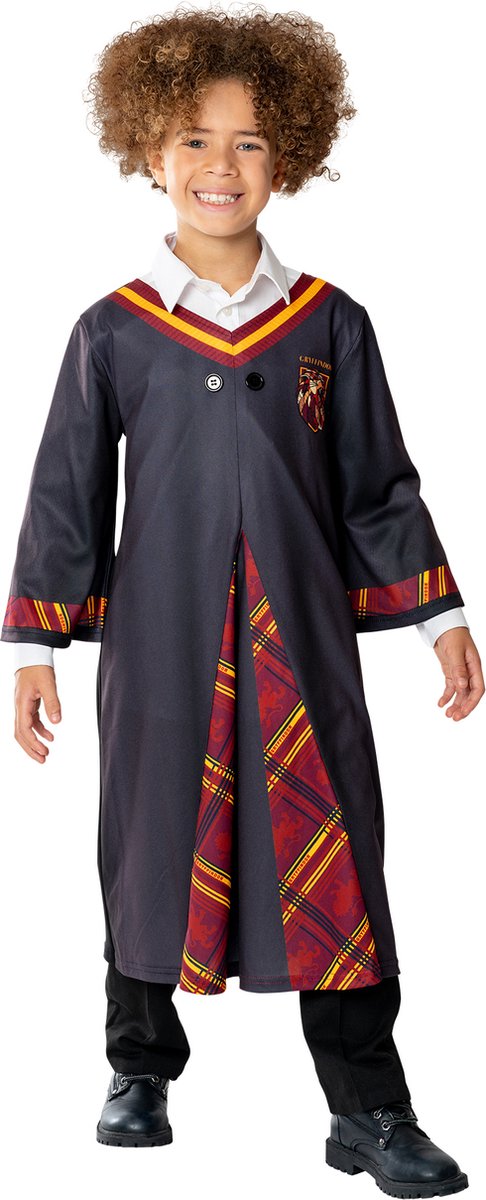 Rubies - Harry Potter Kostuum - Harry Potter Tuniek Kind Kostuum - blauw,rood,geel - Maat 128 - Carnavalskleding - Verkleedkleding
