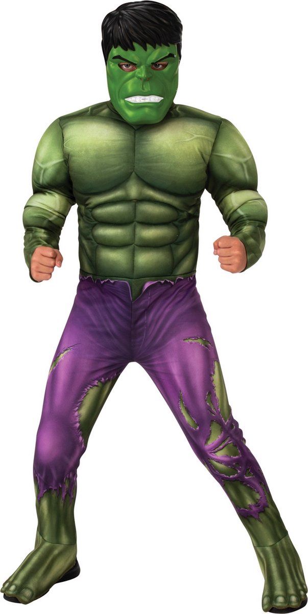 Rubies - Hulk Kostuum - De Groene Sterke Hulk Deluxe Kind Kostuum - groen,paars - Maat 104 - Carnavalskleding - Verkleedkleding