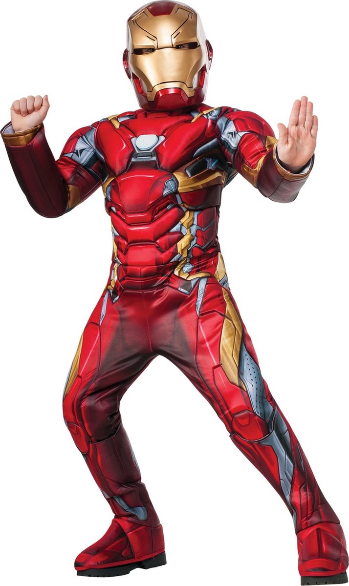 Rubies - Iron - Man - IJzeren Held Iron Man Deluxe Kind Kostuum - rood - Maat 104 - Carnavalskleding - Verkleedkleding