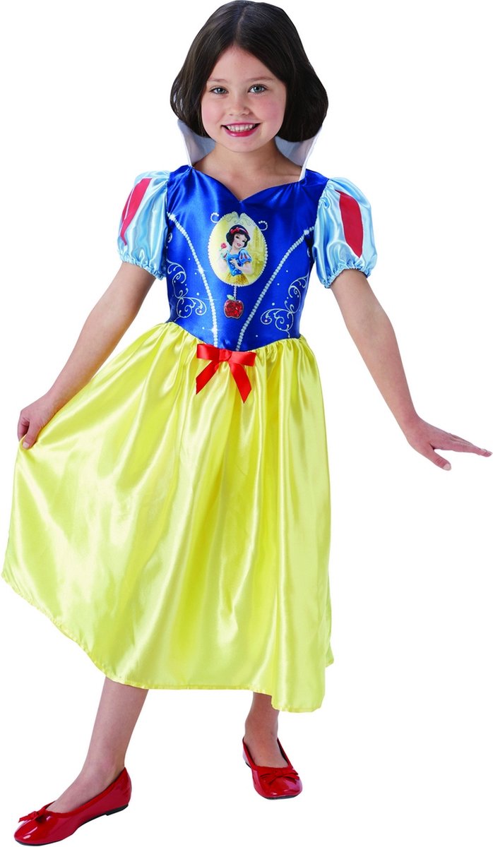 Rubies - Sneeuwwitje Kostuum - Sneeuwwitje Vriendin Van De Dwergen Sprookjes - Meisje - blauw,geel - Maat 128 - Carnavalskleding - Verkleedkleding