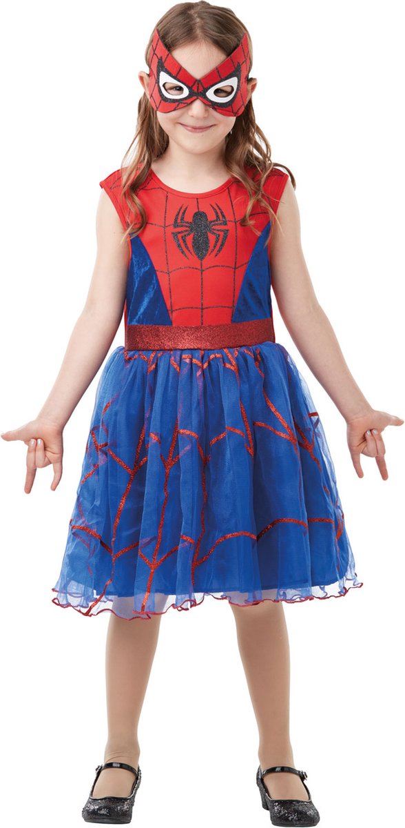 Rubies - Spiderman Kostuum - Spider Girl Tutu Kostuum Meisje - blauw,rood - Maat 128 - Carnavalskleding - Verkleedkleding