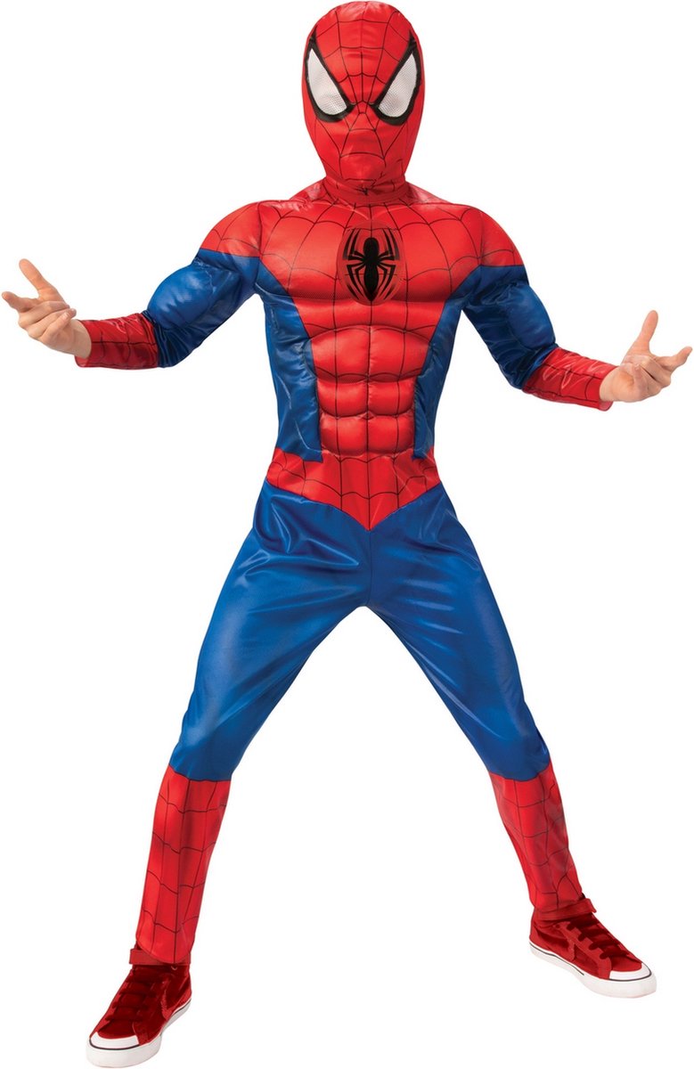 Rubies - Spiderman Kostuum - Supersterke Spierbundel Spiderman Kind Kostuum - blauw,rood - Maat 116 - Carnavalskleding - Verkleedkleding
